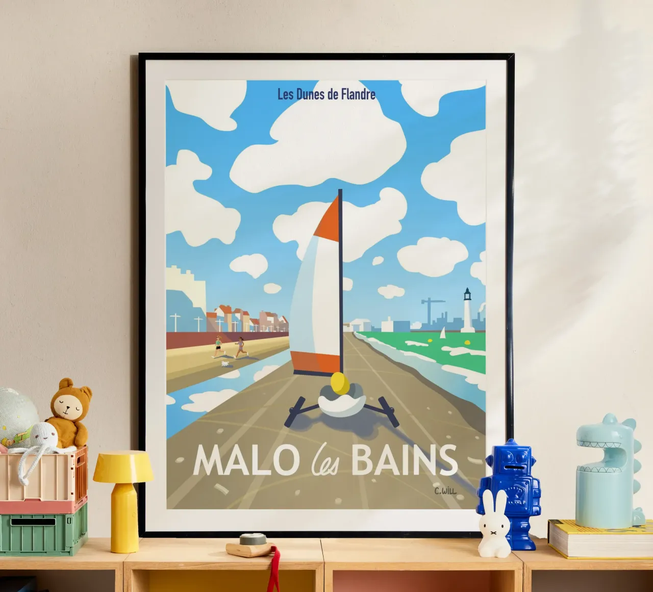 Malo-les-bains poster con telaio in alluminio da C.WILL