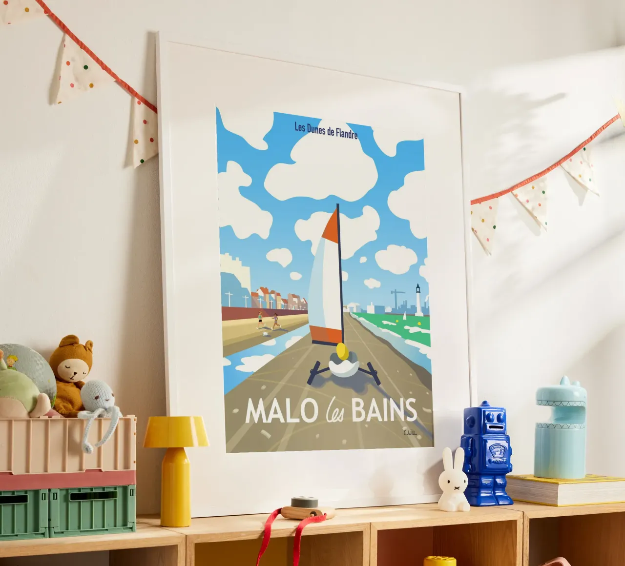 Malo-les-bains poster con telaio in alluminio da C.WILL