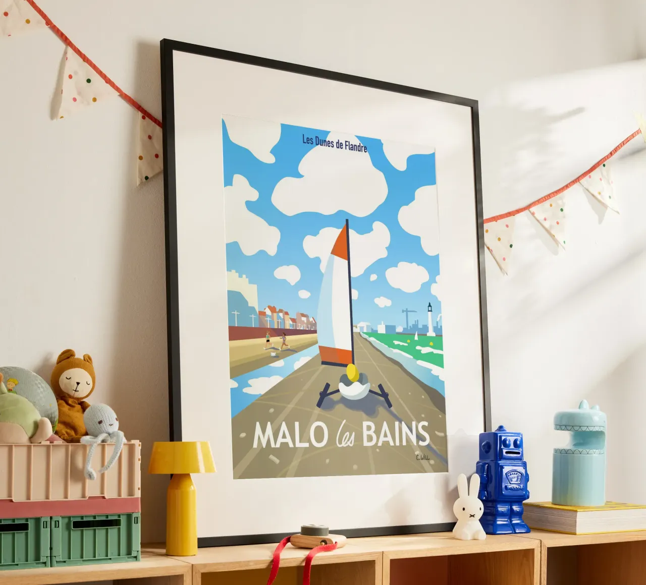Malo-les-bains poster con telaio in alluminio da C.WILL