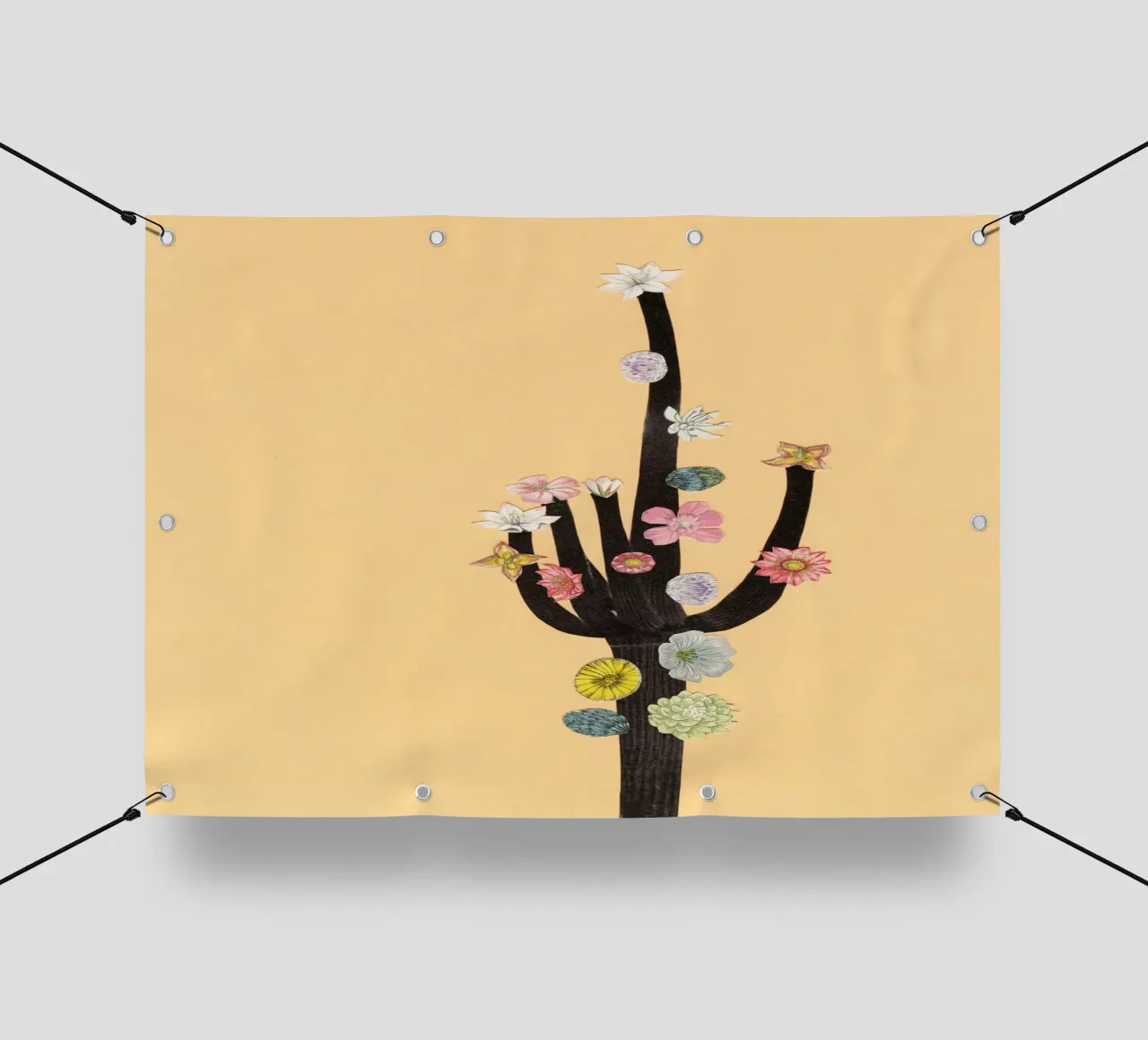 Cactus in fiore telo in pvc da Cassia Beck Collage