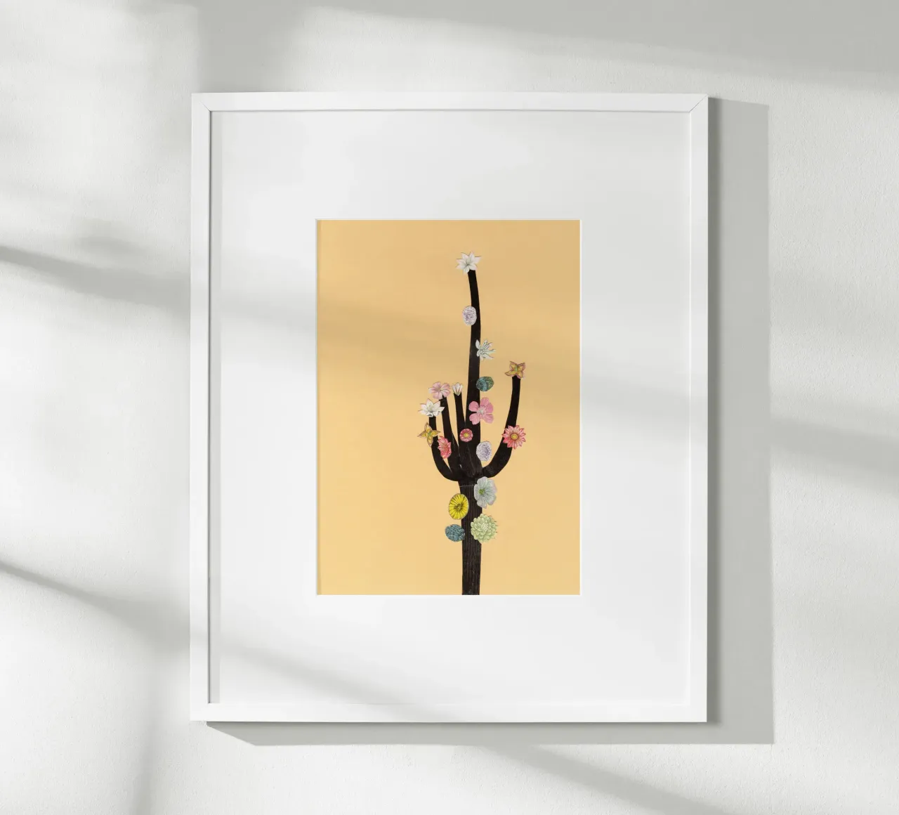 Cactus in fiore poster con telaio in plastica da Cassia Beck Collage