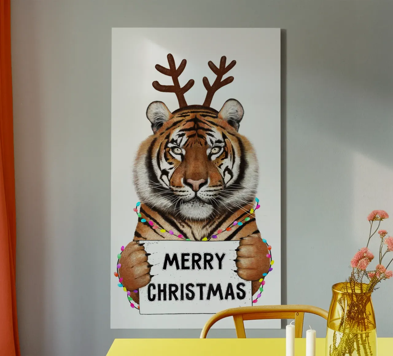 La tigre di Natale tela con Cornice a cassetta da valeriyakorenkova