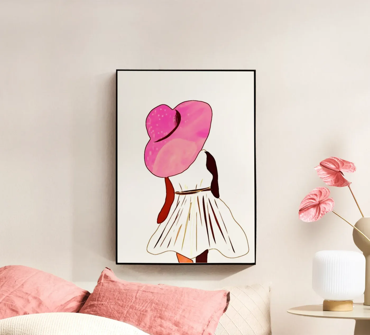Lady with hat acryl van Nomi Morina