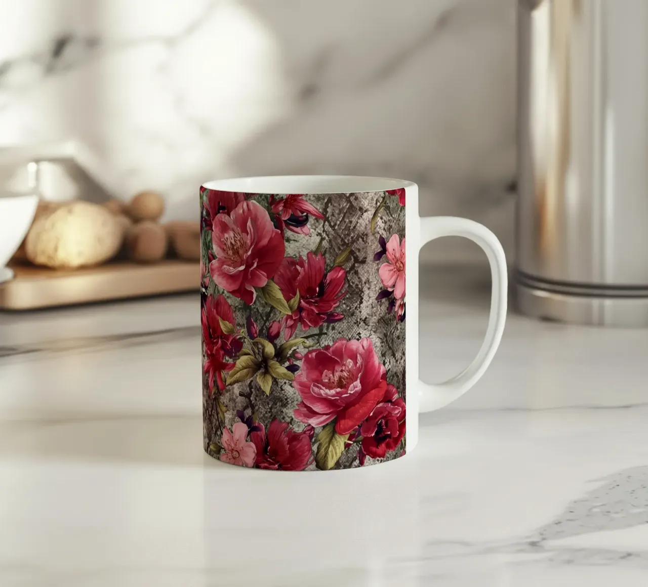 Red Rose Snake Skin Pattern tazza in ceramica da AzStore11