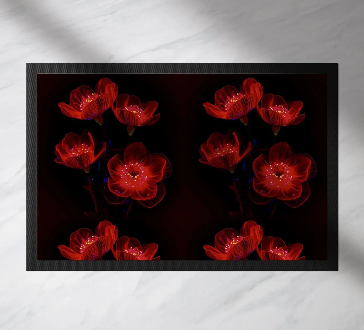 Red Neon Floral Glow Pattern zerbino da AzStore11