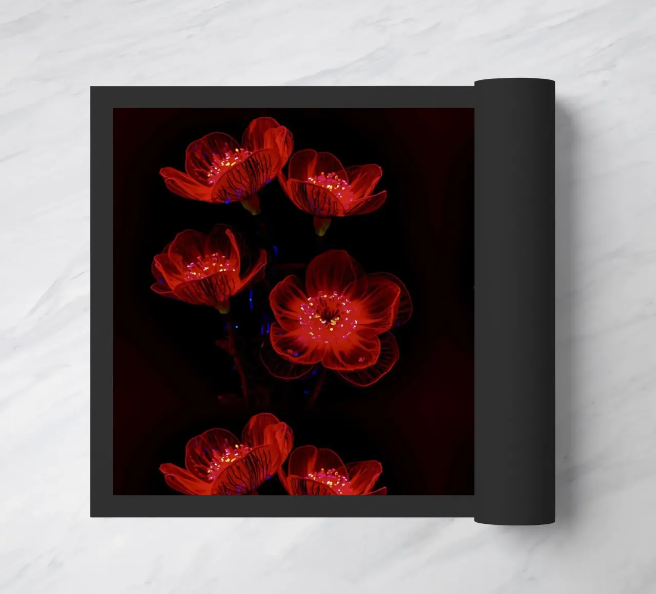 Red Neon Floral Glow Pattern zerbino da AzStore11