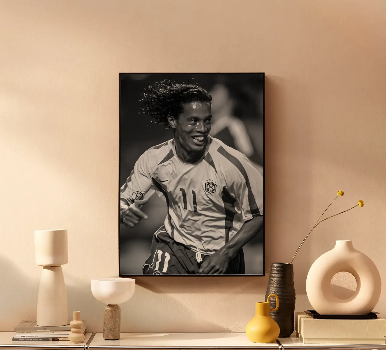 Ronaldinho plexiglass da Black White Poster