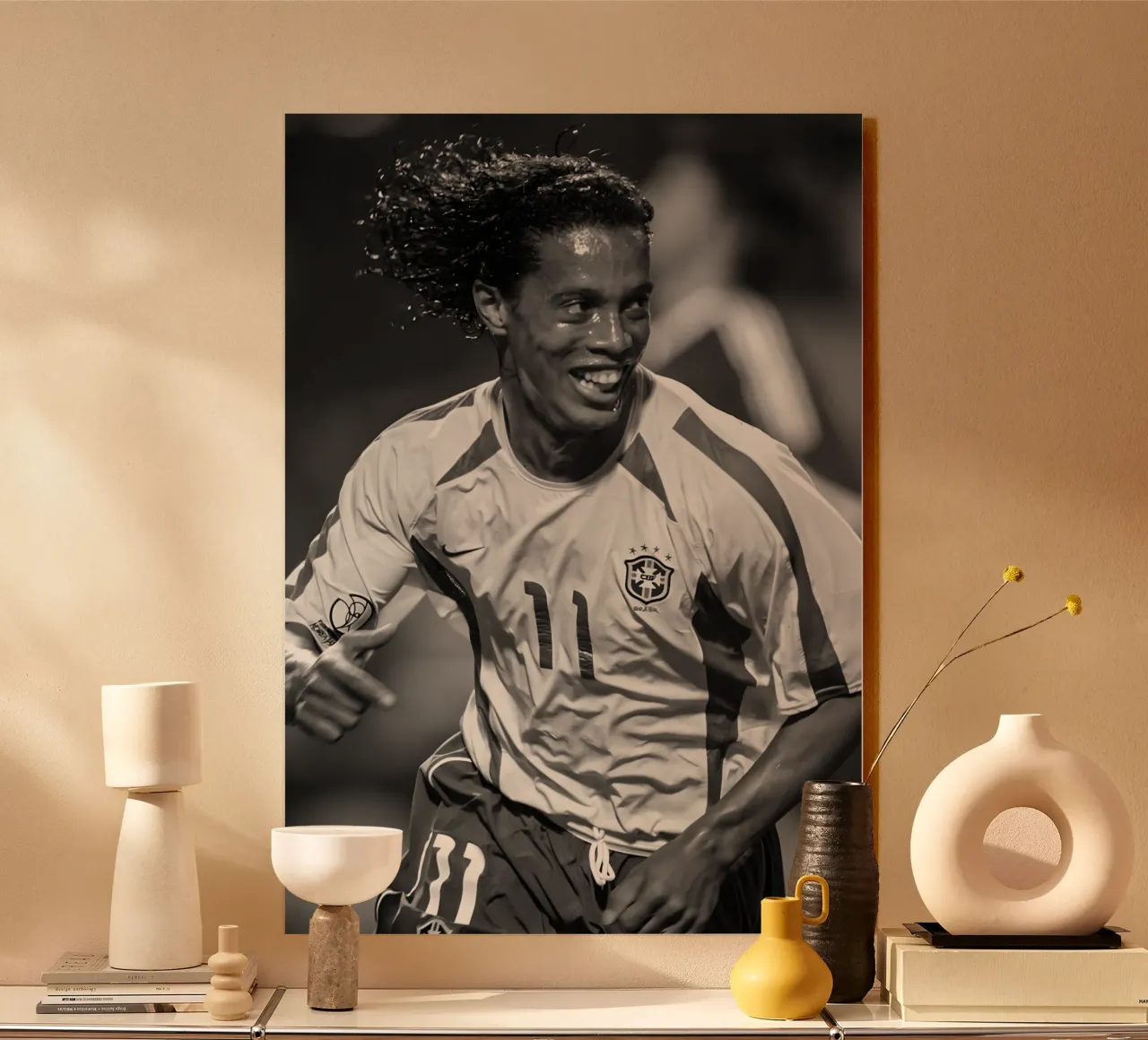 Ronaldinho acrylic glass by Black White Poster