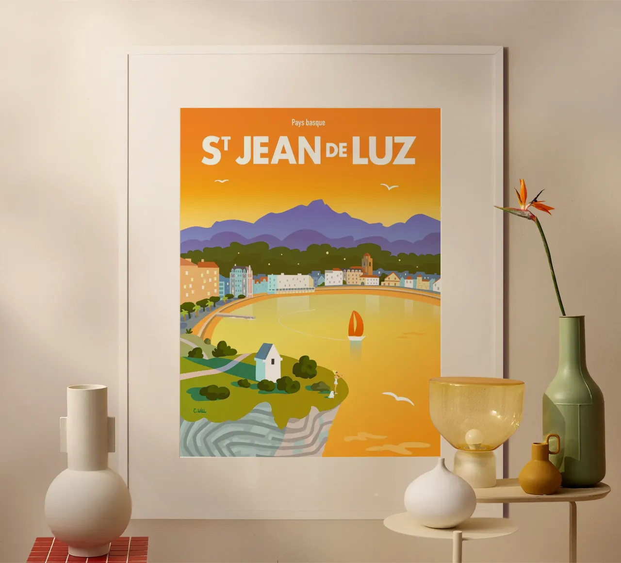 Saint-Jean-de-Luz poster con marco de plástico de C.WILL
