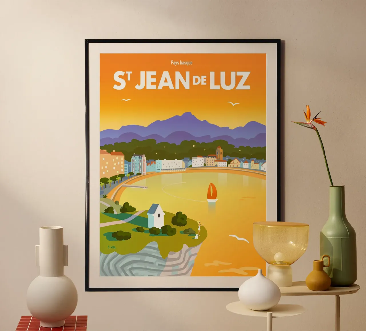 Saint-Jean-de-Luz poster con marco de plástico de C.WILL