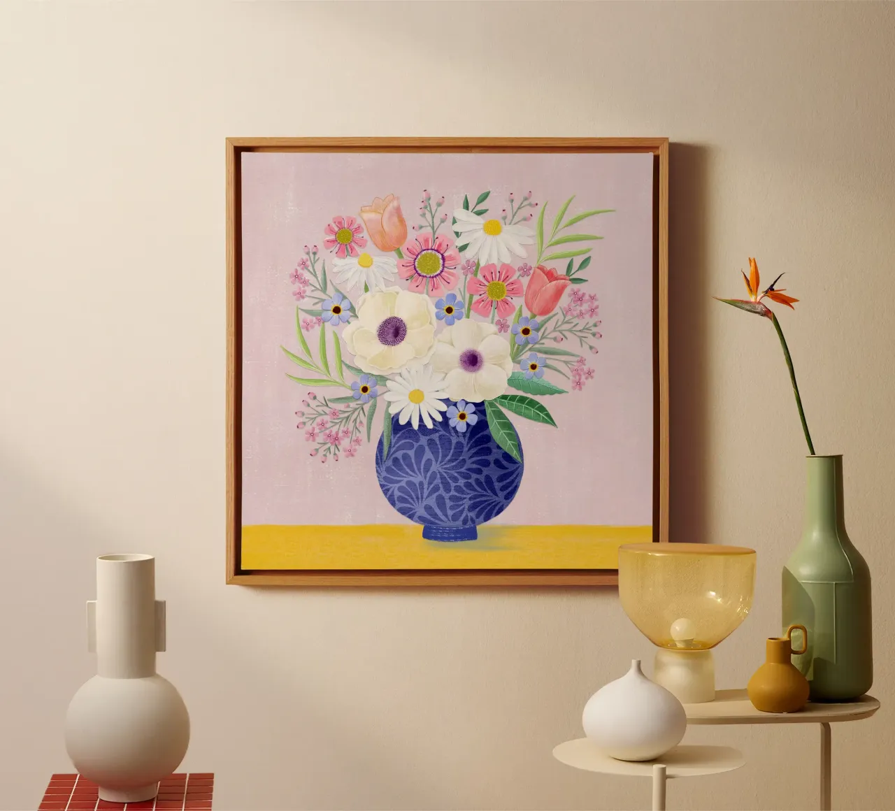 Vaso da fiori. Vintage. Delicati forieri di primavera. tela con Cornice a cassetta da CalliLetters