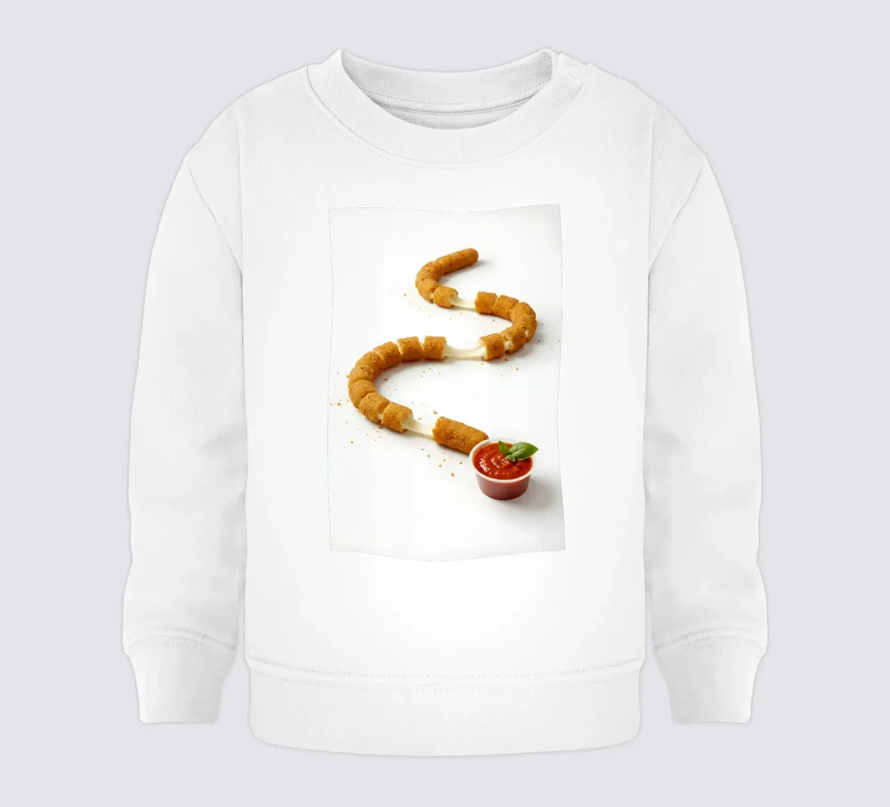 Mozzarella Stick Snake – Funny Food Art Print felpa neonato da Tasty Critter Creations