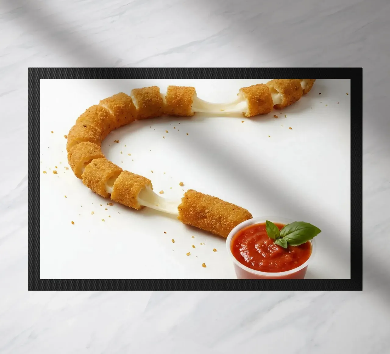 Mozzarella Stick Snake – Funny Food Art Print zerbino da Tasty Critter Creations