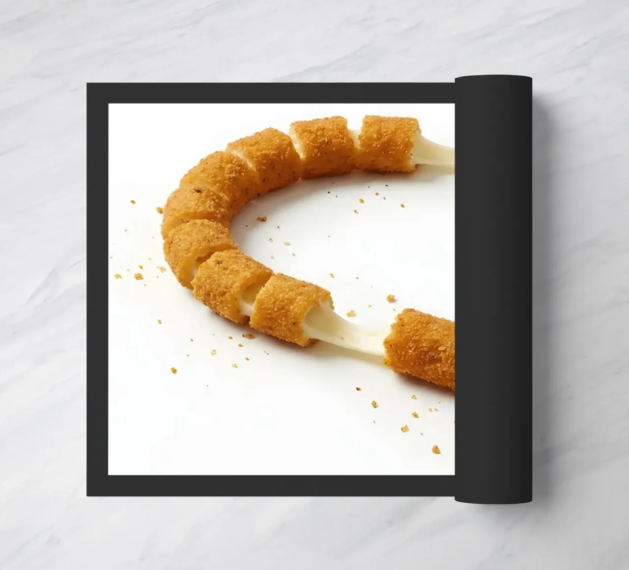 Mozzarella Stick Snake – Funny Food Art Print zerbino da Tasty Critter Creations