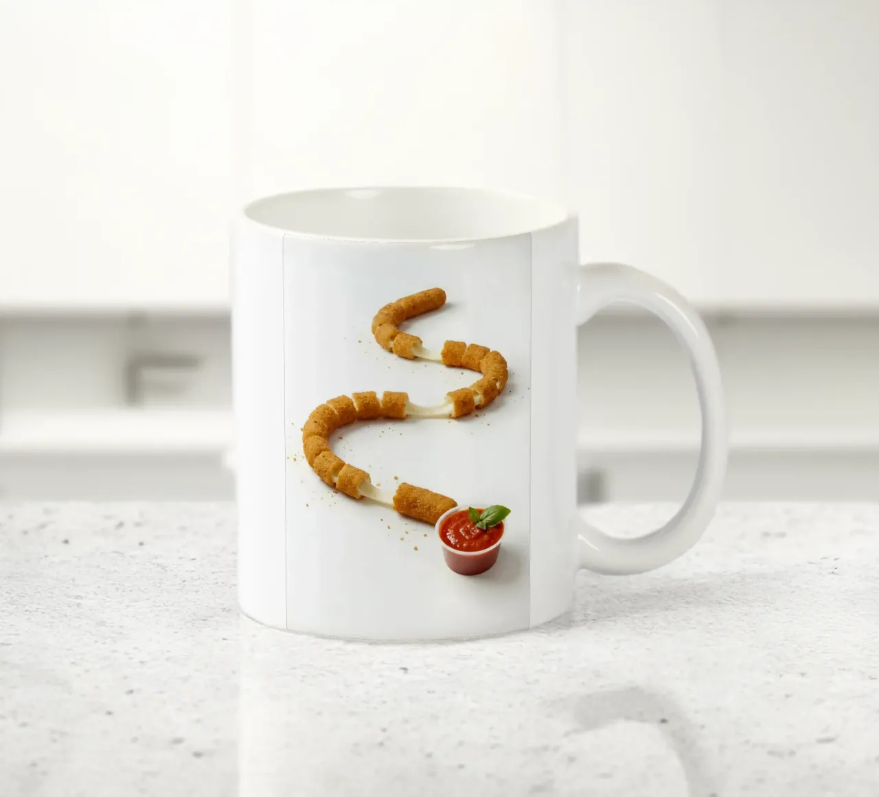 Mozzarella Stick Snake – Funny Food Art Print tazza in ceramica da Tasty Critter Creations
