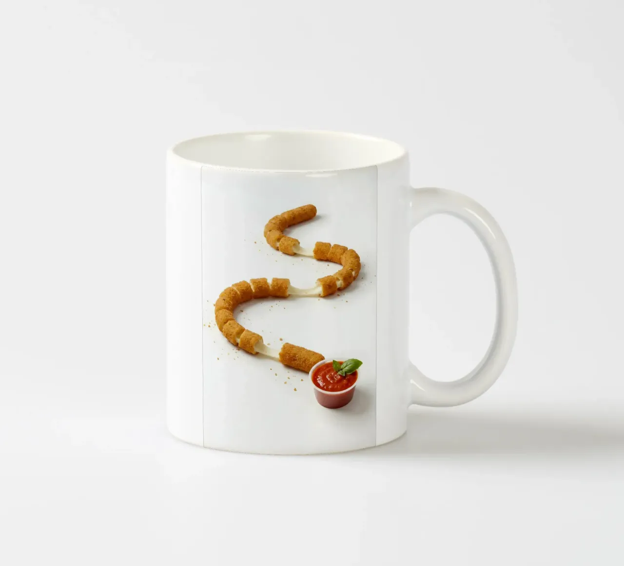 Mozzarella Stick Snake – Funny Food Art Print tazza in ceramica da Tasty Critter Creations