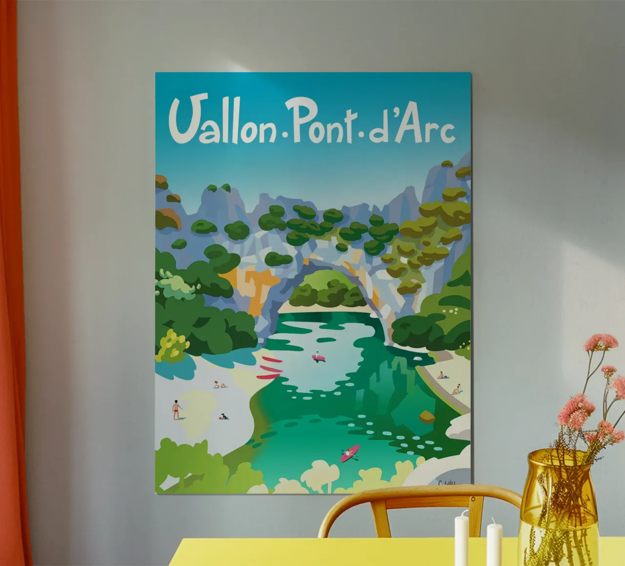 Vallon-Pont-d'Arc poster con telaio in legno da C.WILL