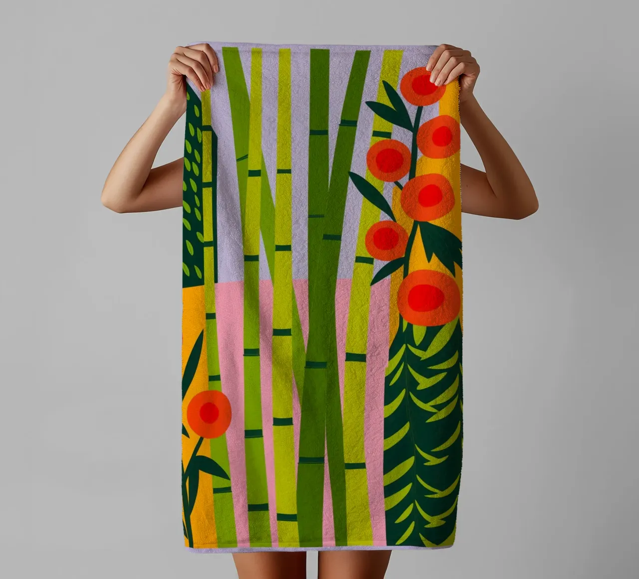 Spring in the bamboo forest | Nature meets abstraction towel by Autofocus