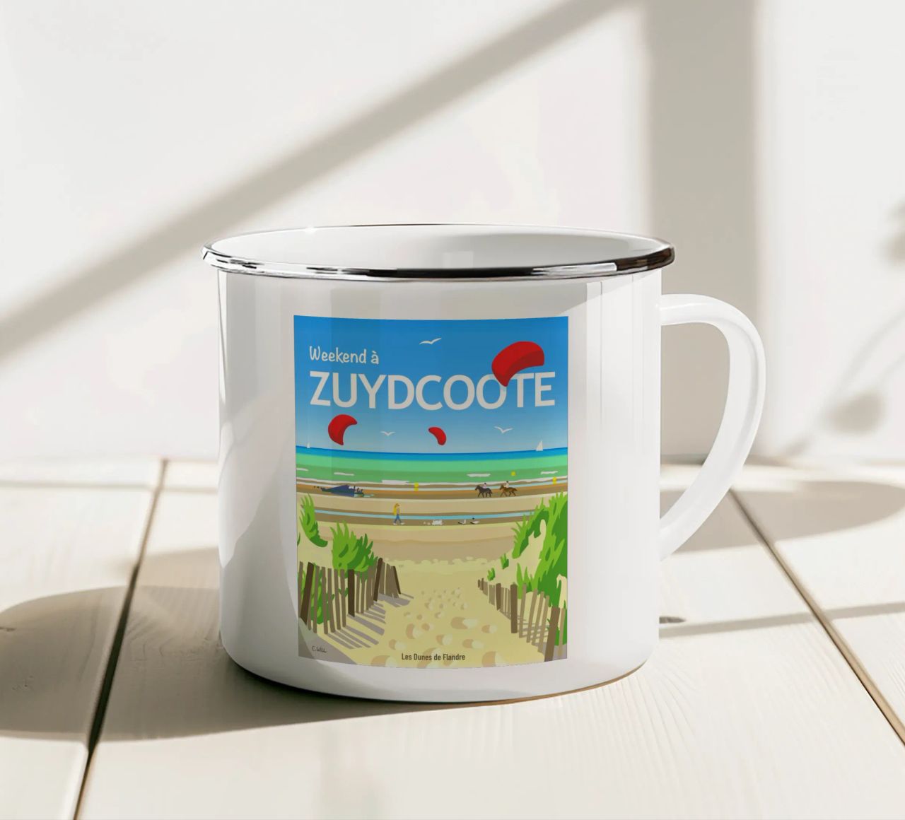 Weekend a Zuydcoote tazza in smalto da C.WILL