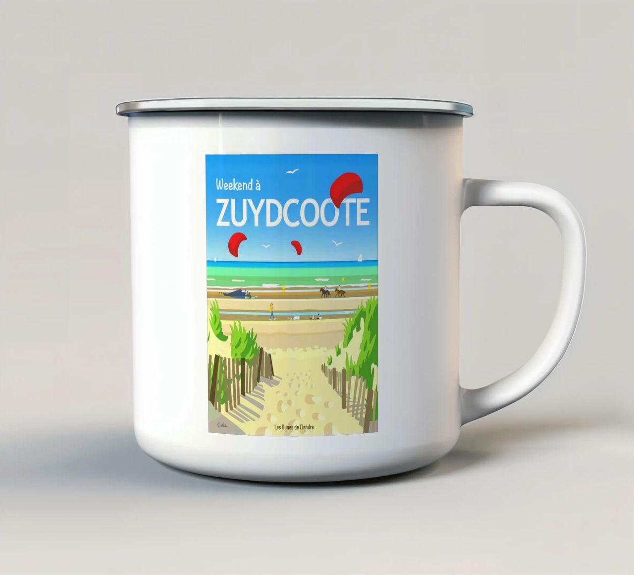 Weekend a Zuydcoote tazza in smalto da C.WILL