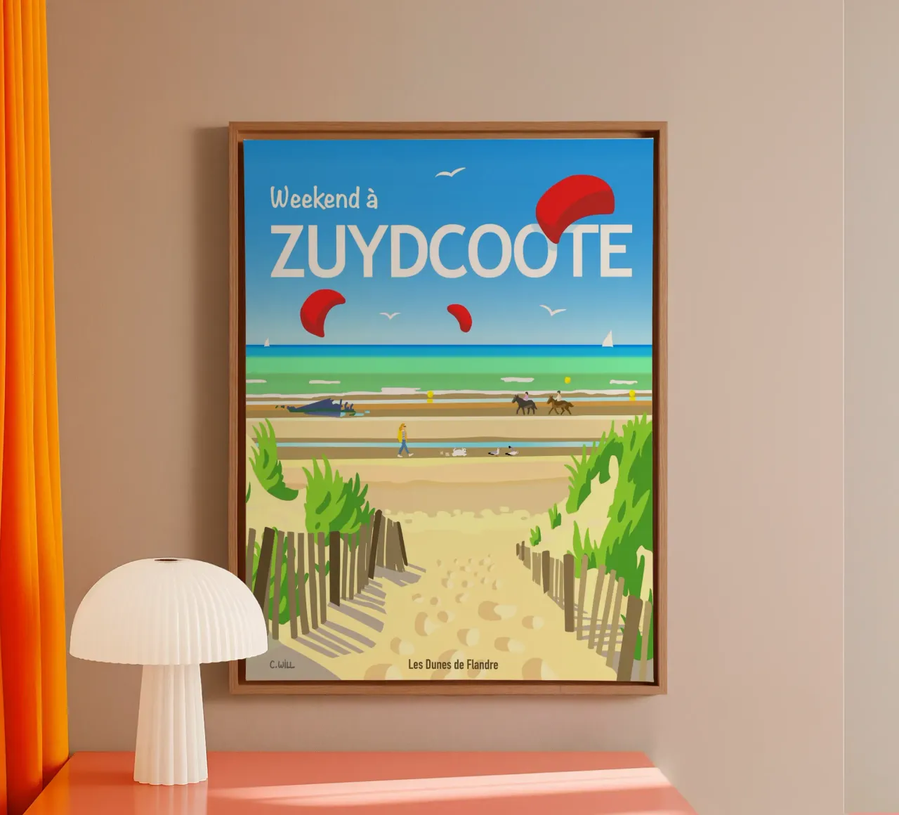 Weekend in Zuydcoote canvas met Baklijst van C.WILL