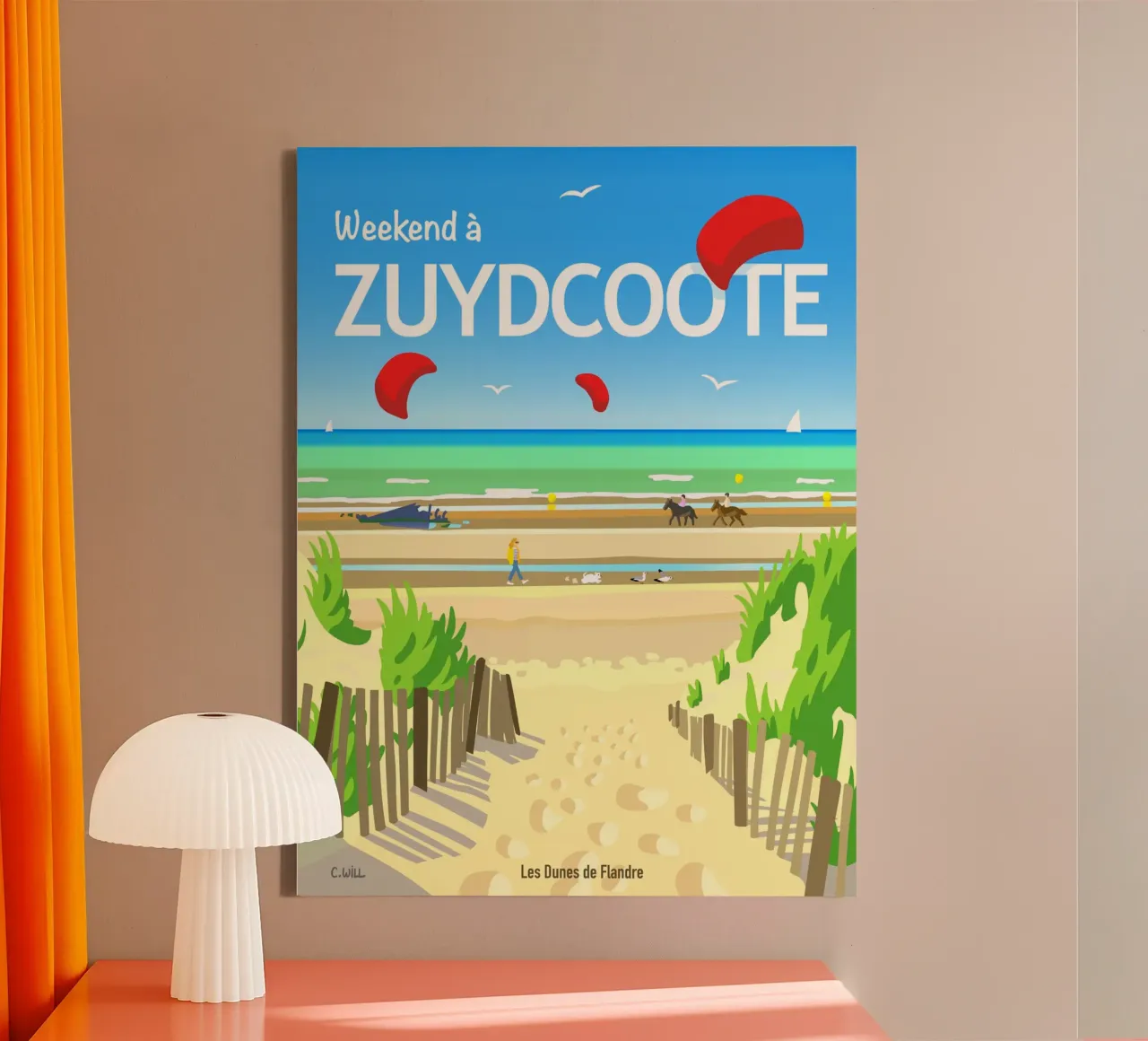 Weekend in Zuydcoote canvas met Baklijst van C.WILL