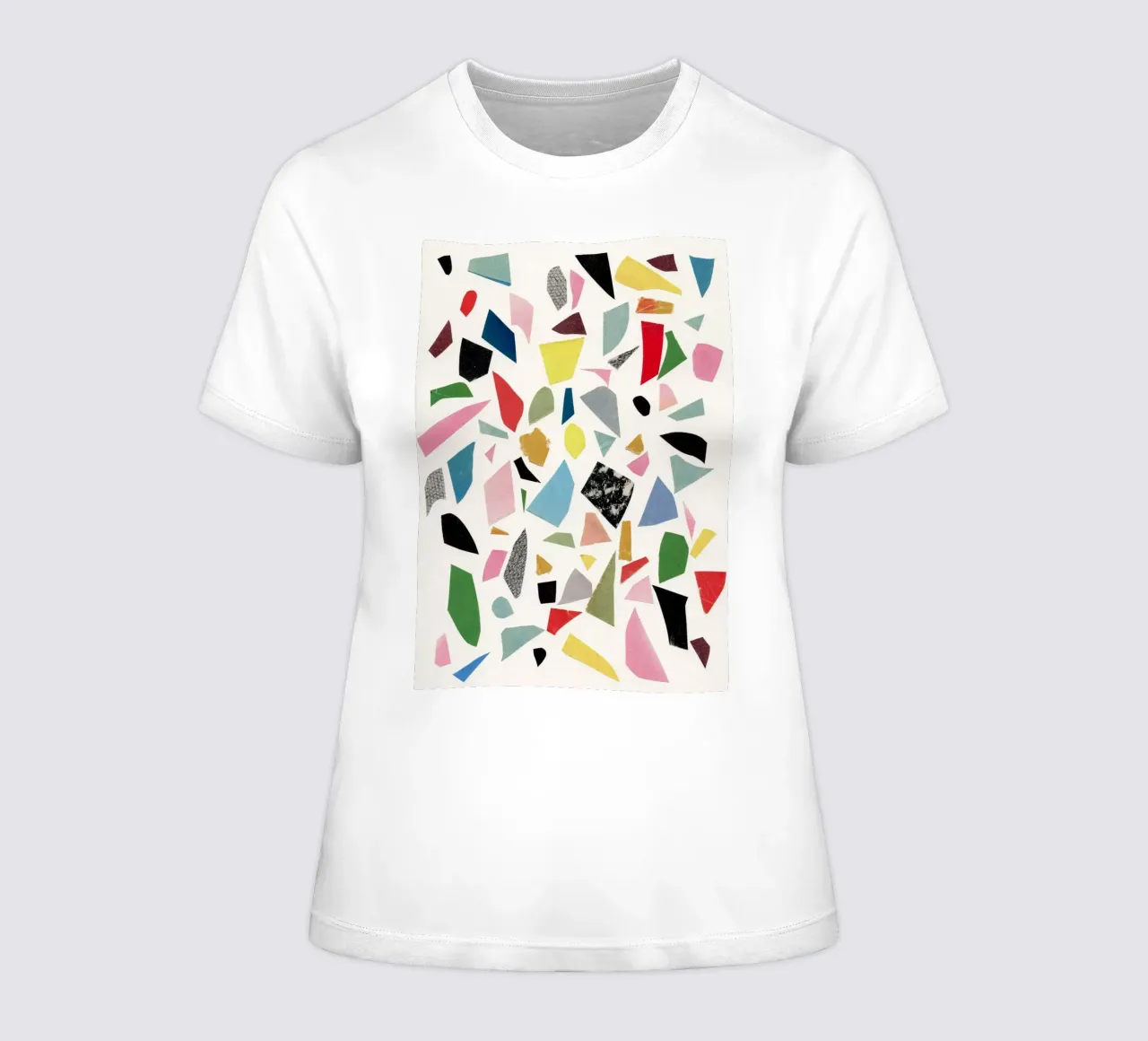 White Terrazzo women's fitted t-shirt by Cassia Beck Collage