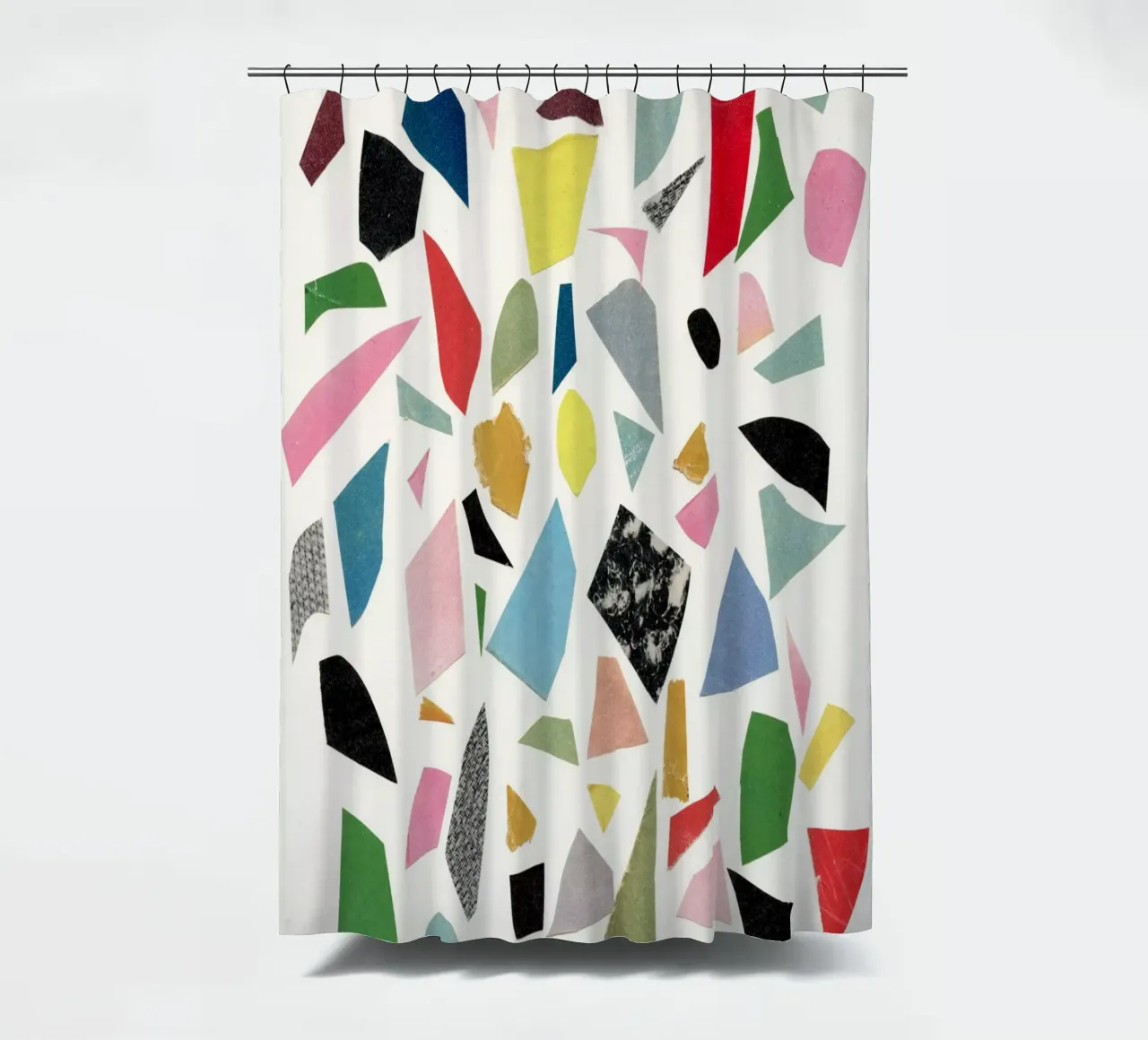 White Terrazzo shower curtain by Cassia Beck Collage