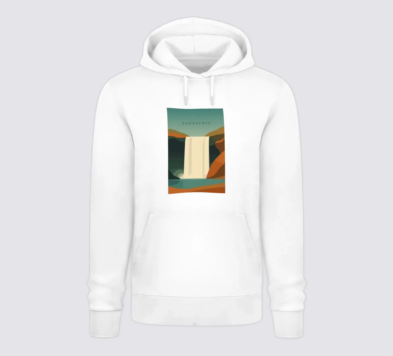 Skógafoss felpa con cappuccio da minimalist designs