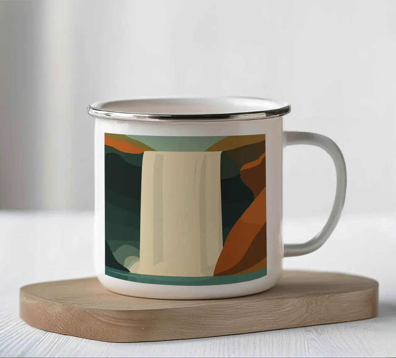 Skógafoss tazza in smalto da minimalist designs