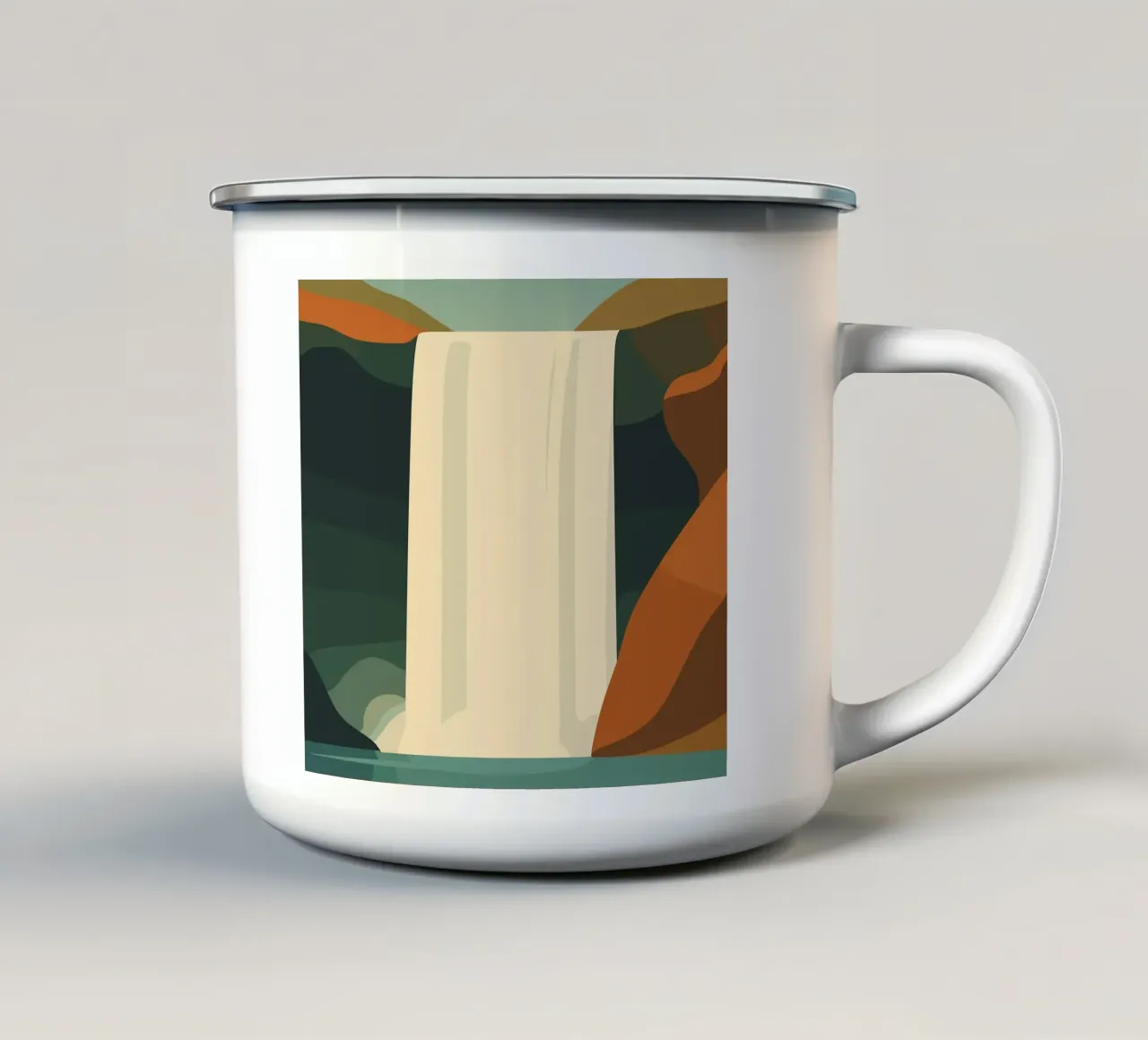 Skógafoss tazza in smalto da minimalist designs