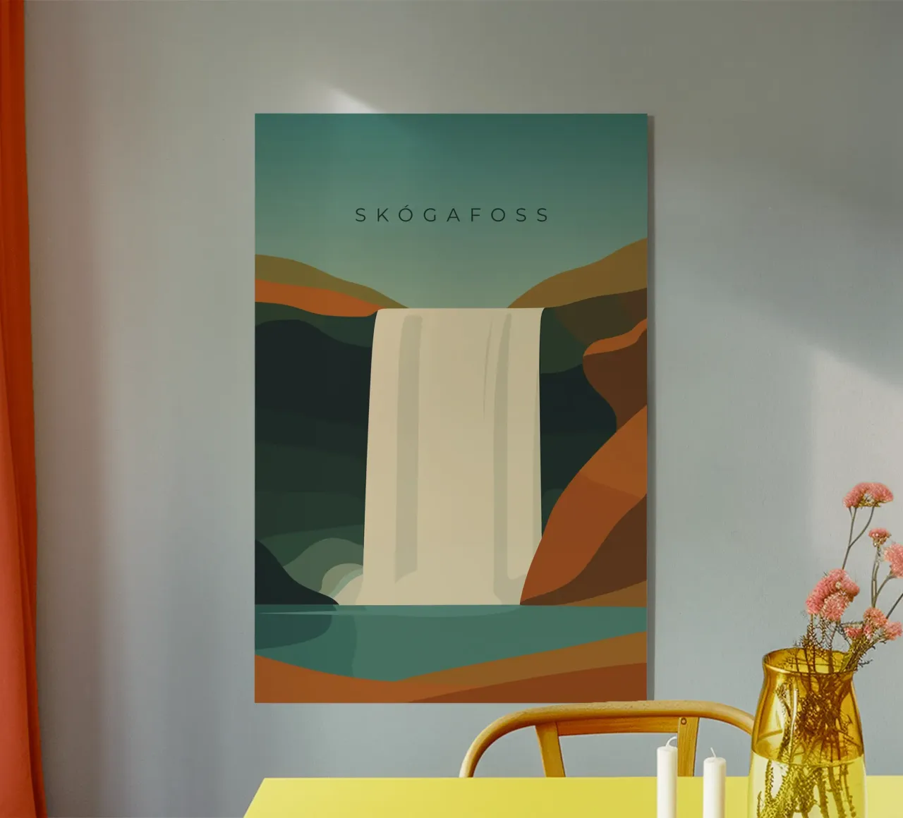 Skógafoss acryl van minimalist designs