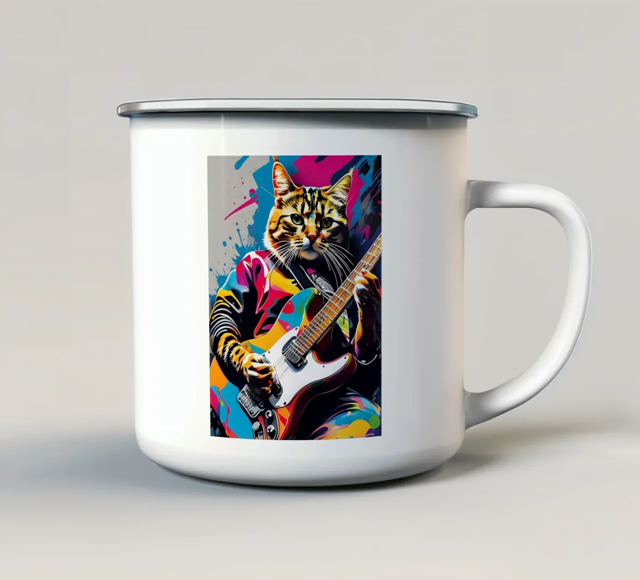 Il gatto suona la chitarra tazza in smalto da MakArena