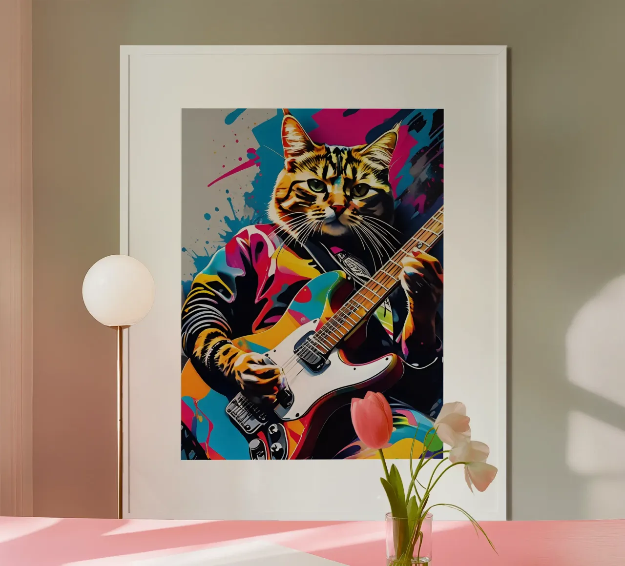 Il gatto suona la chitarra poster con telaio in plastica da MakArena