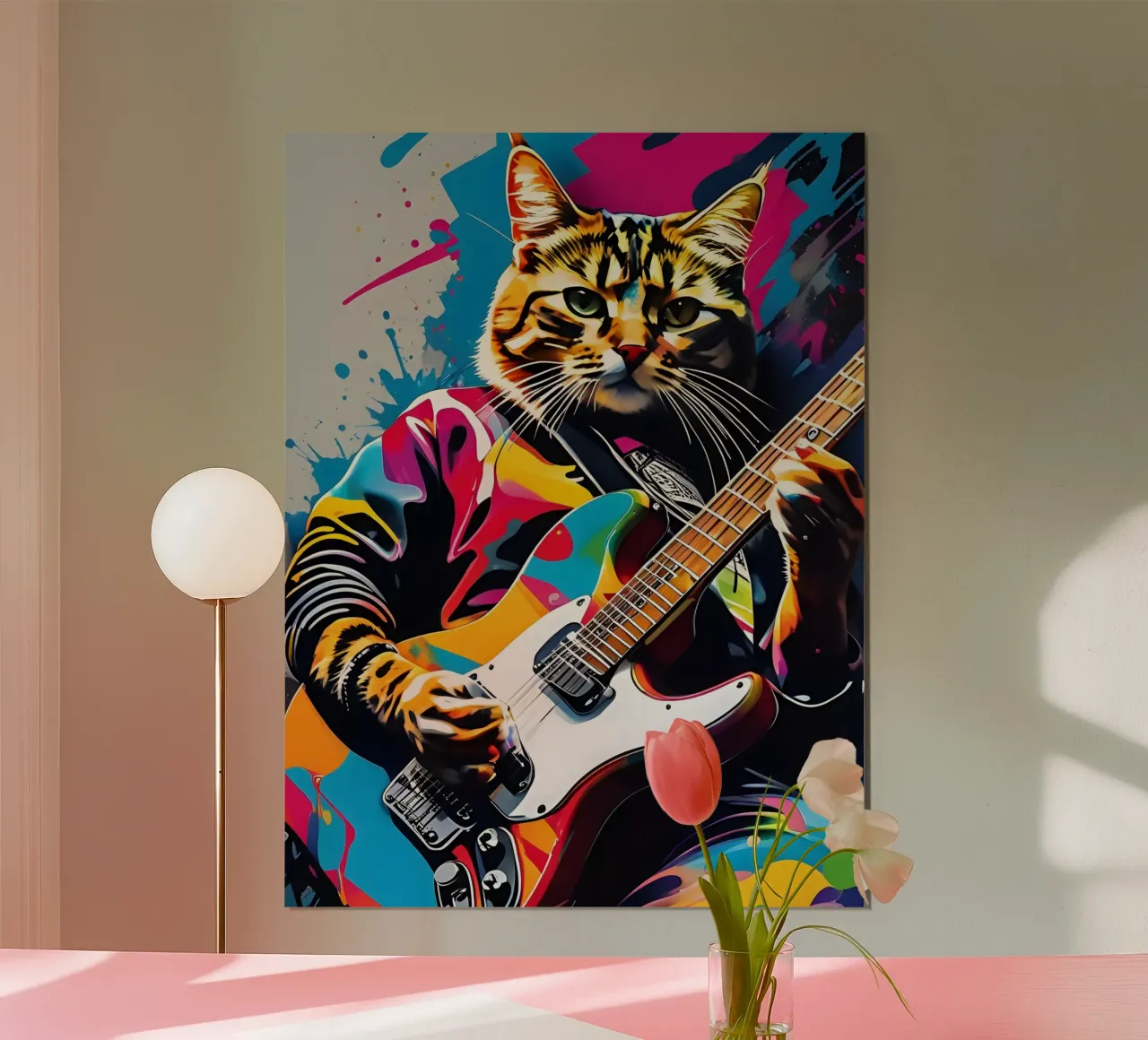 Il gatto suona la chitarra poster con telaio in plastica da MakArena