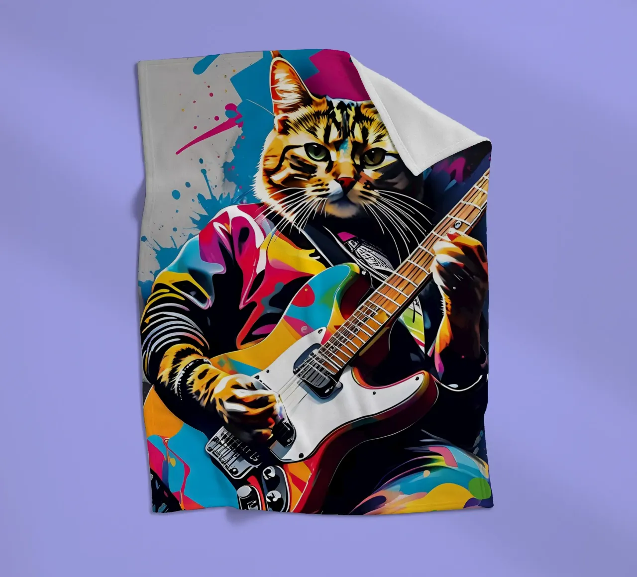Katze spielt die Gitarre Fleecedecke von MakArena