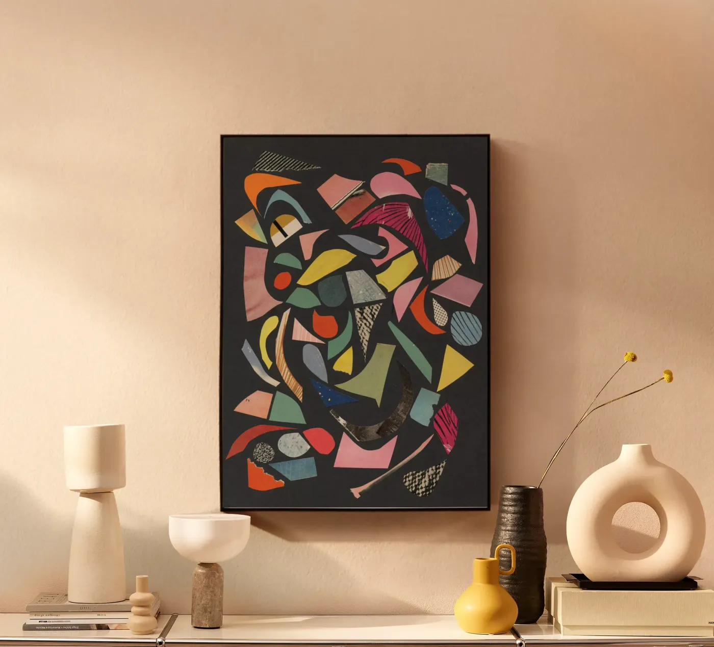 Zwart Terrazzo acryl van Cassia Beck Collage