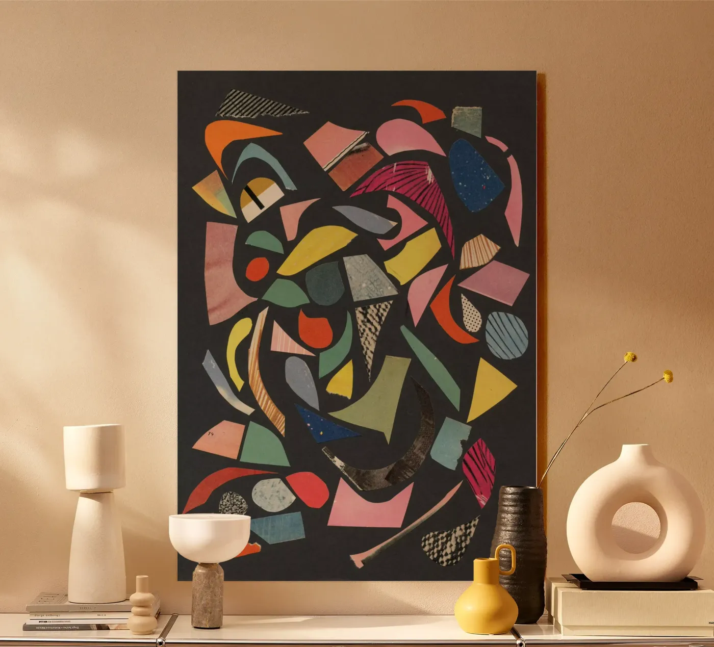 Zwart Terrazzo acryl van Cassia Beck Collage