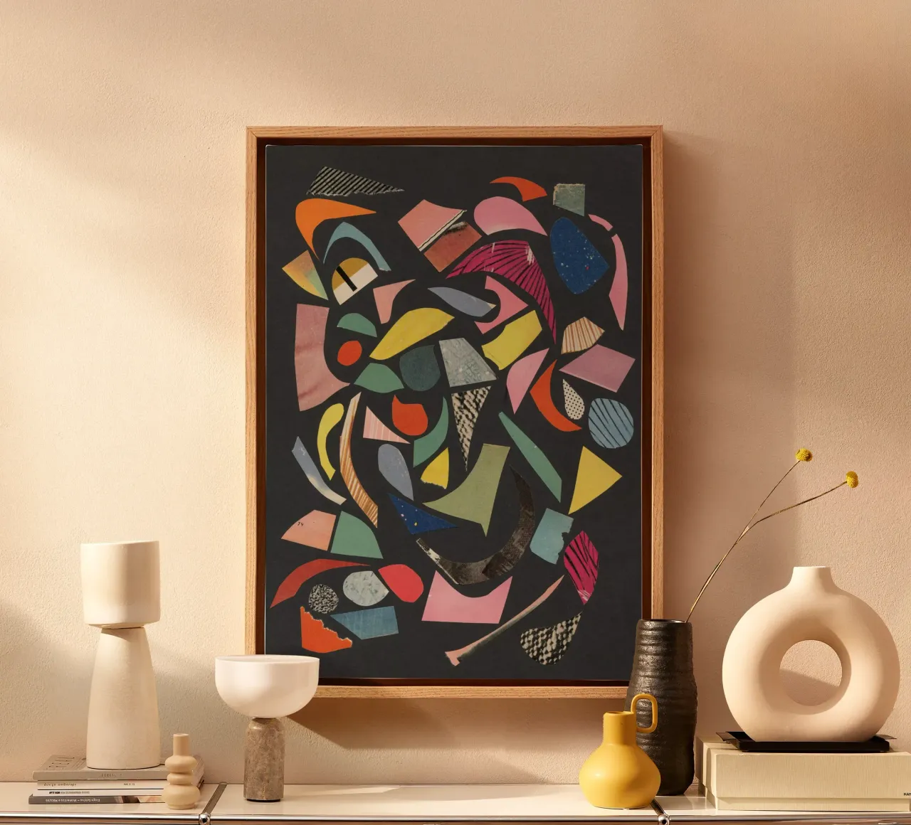 Black Terrazzo canvas by Cassia Beck Collage