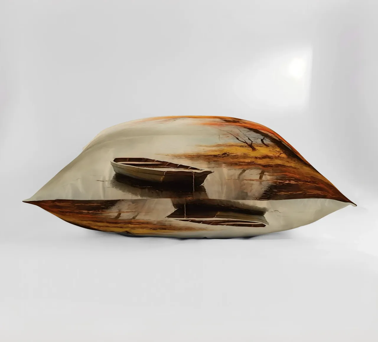 Barca a remi in autunno cuscino da The Herringstore