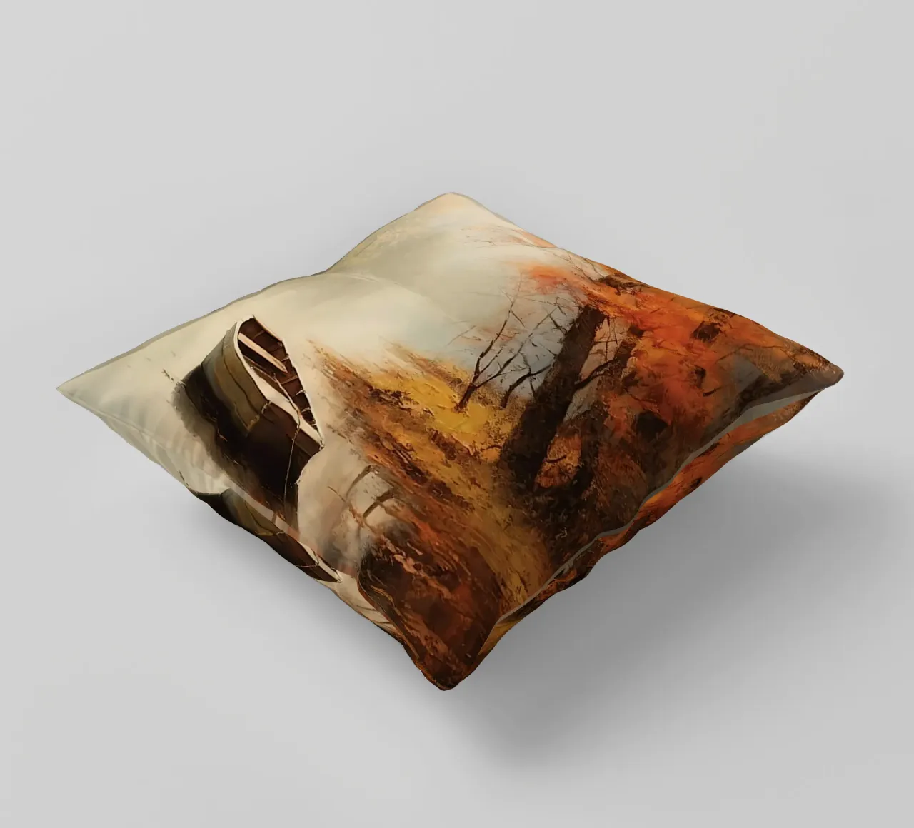 Barca a remi in autunno cuscino da The Herringstore