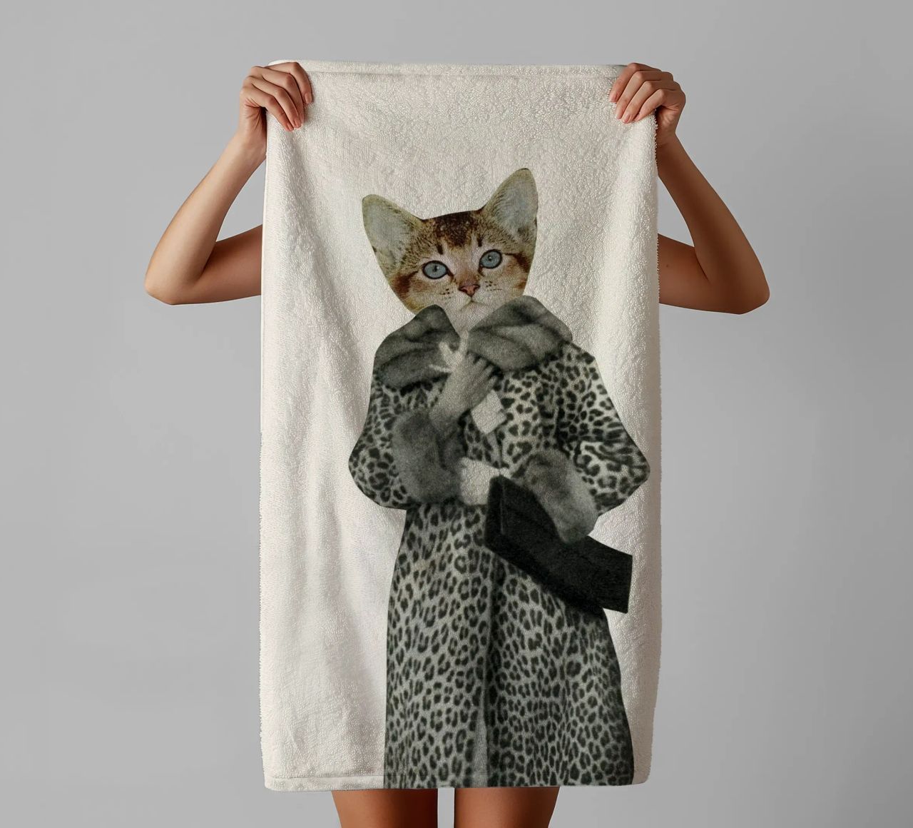 Kitten Dressed as Cat towel by Cassia Beck Collage