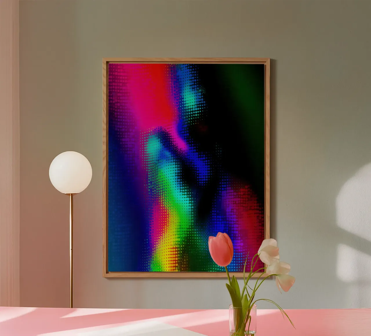 Femmina seminuda in una frenesia digitale al neon alluminio dibond da Autofocus