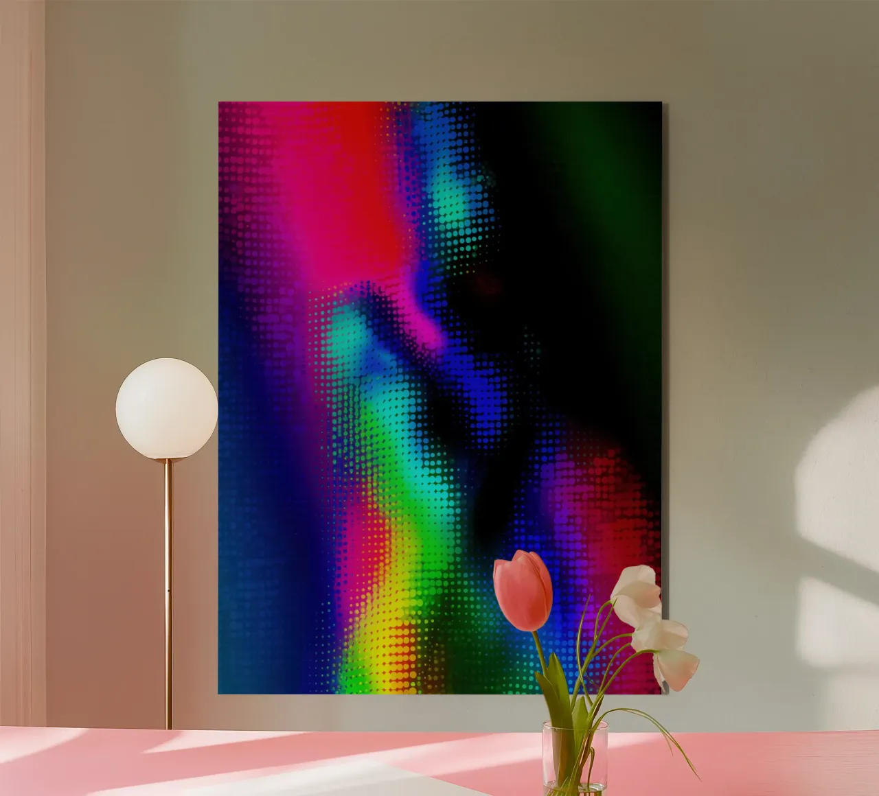 Femmina seminuda in una frenesia digitale al neon alluminio dibond da Autofocus