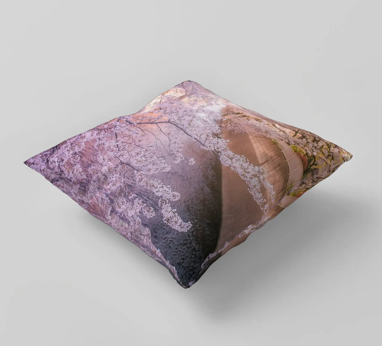 Sakura tree over Kanda Gawa river cuscino da Samuel Leonardo