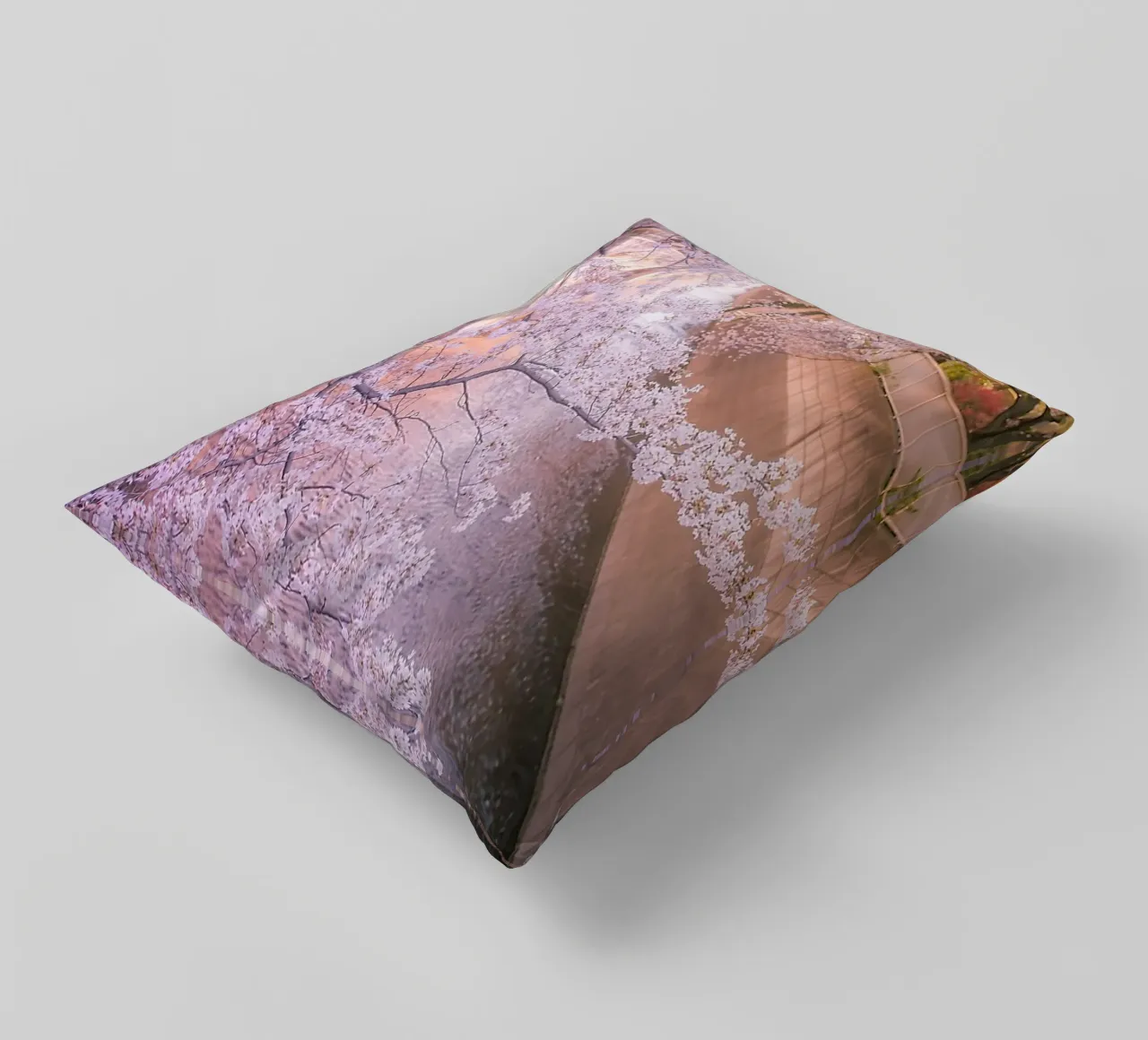 Sakura tree over Kanda Gawa river cuscino da Samuel Leonardo