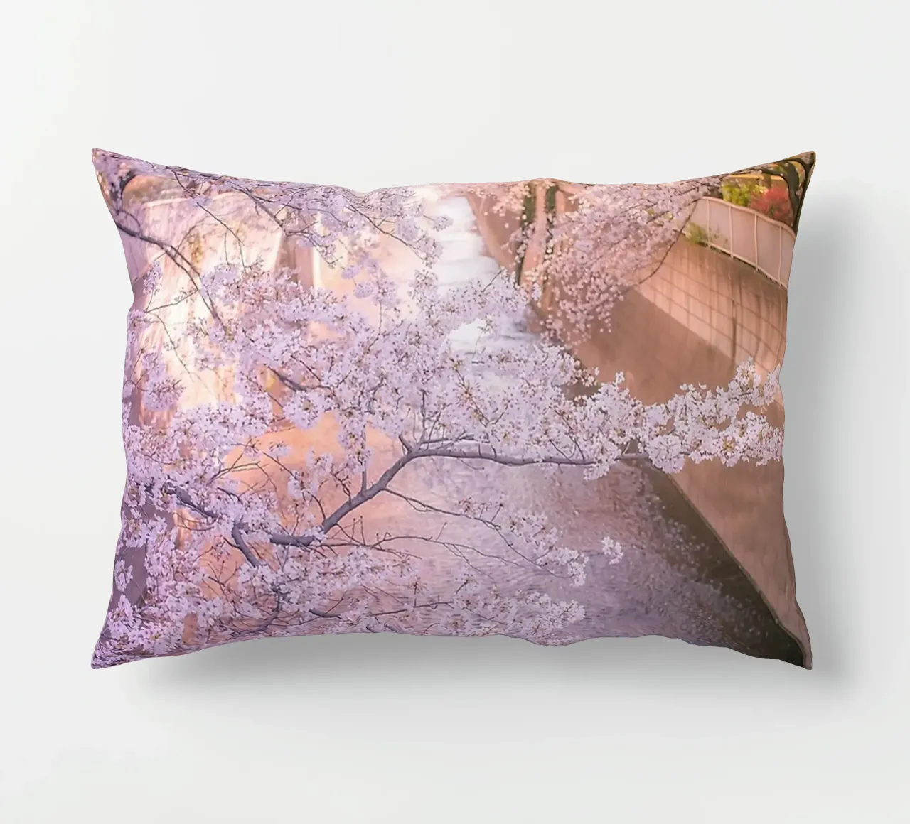 Sakura tree over Kanda Gawa river cuscino da Samuel Leonardo