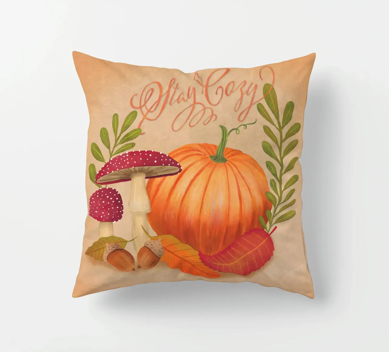 Autunno con zucca e foglie. Accomodatevi. cuscino da CalliLetters