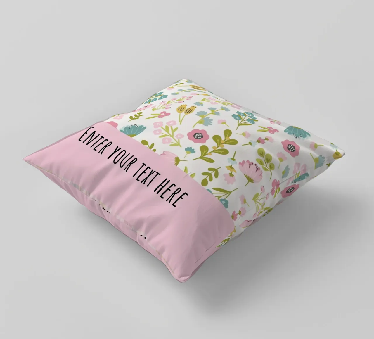 Floral patterns with Custom text decorative cushion by DesignArt