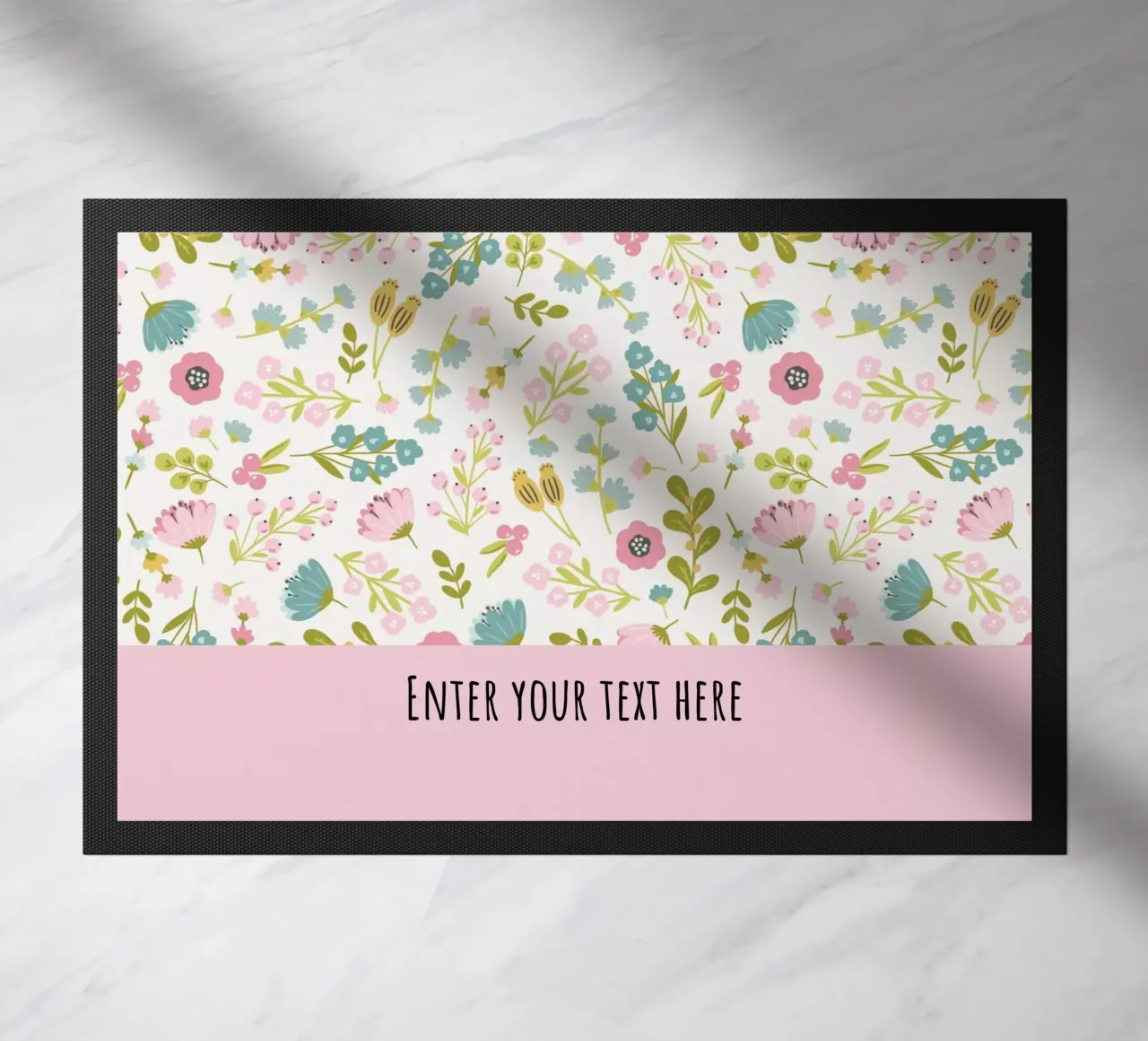 Floral patterns with Custom text doormat by DesignArt